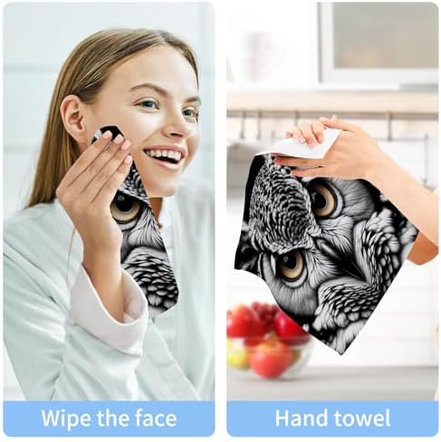 Horned Owl Washcloths for Bathroom Soft Absorbent