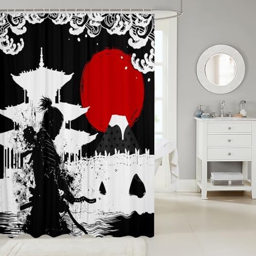Feelyou 72x72 Japanese Sunset Kids Bath Shower Curtain Set