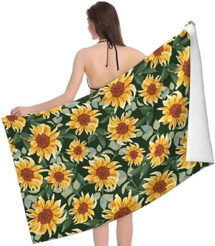 Lush 52x32 beach towel with sunflowers