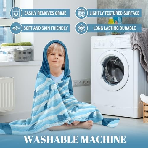 JOPJOLIW Shark-Shaped Bath Towel for Kids Beach Pool Summer Fun