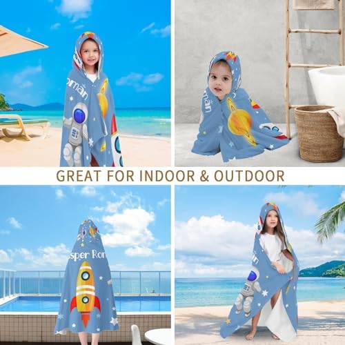 Space Rockets Astronaut Bath Towel for Kids