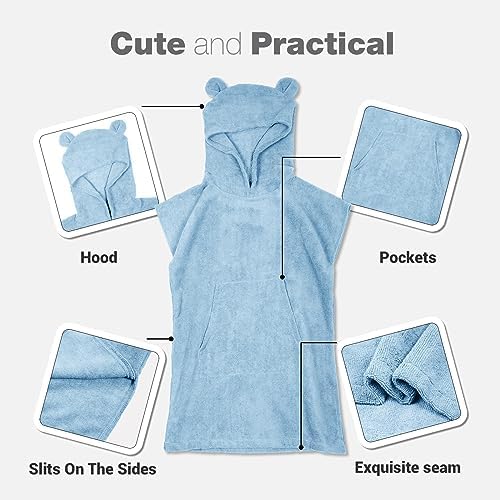 MissShorthair Towel Poncho for Kids Hooded Beach Towel