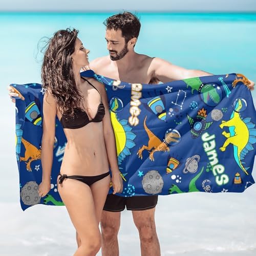 Personalized Dinosaur Beach Towel for Kids Boys
