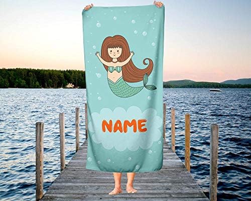 Personalized Corner Mermaid Beach Towels for Kids Adults