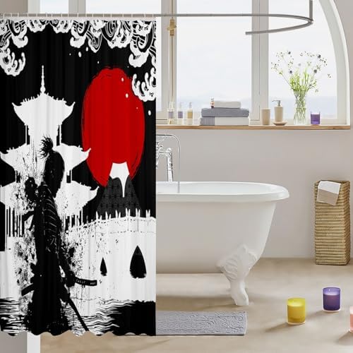 Feelyou 72x72 Japanese Sunset Kids Bath Shower Curtain Set
