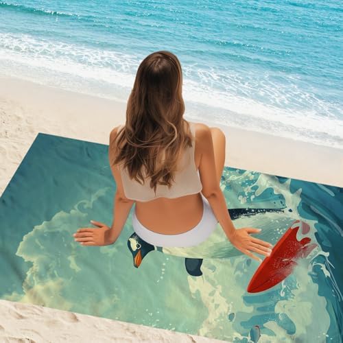 WZOMT Microfiber Penguin Beach Towel Oversized - The Perfect Summer Essential