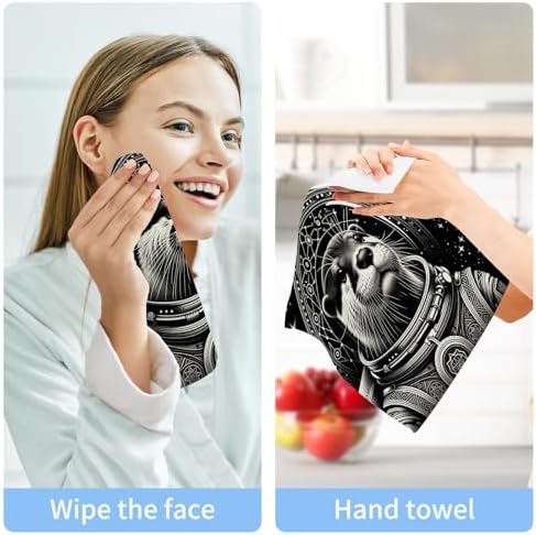 2-Pack Otter Astronaut Psychedelic Washcloths for Bathroom 12x12in