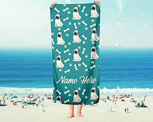Extra Large Personalized Pet Pug Towel for Kids and Adults 1