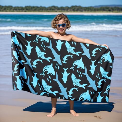 Stylish Shark Beach Towel Microfiber Fast Dry Perfect for Travel More