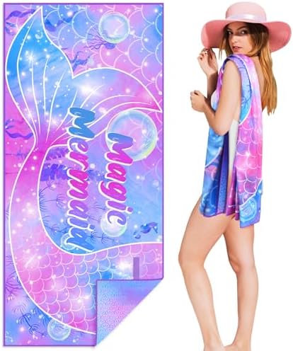 Mermaid Beach Towels Lightweight Quick-Dry Beach Accessories for Girls
