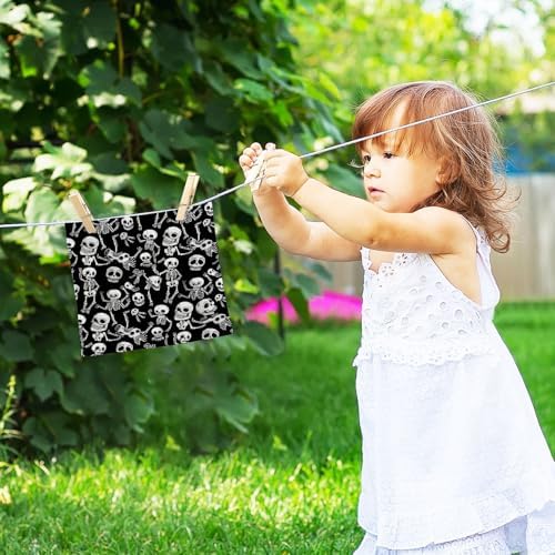 Playful Skeleton Pattern Washcloth Set for Face and Body