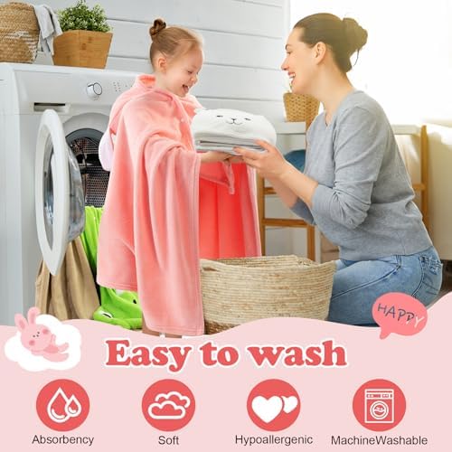 6 Pcs Hooded Bathtowels for Kids Ages 3-10