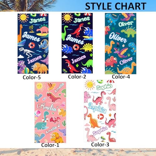 Snewvie Custom Dinosaur Beach Towels for Kids
