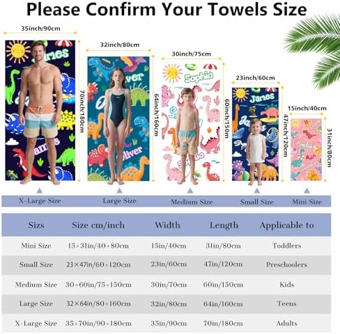 Personalized Kids Beach Towels - Monogrammed Microfiber