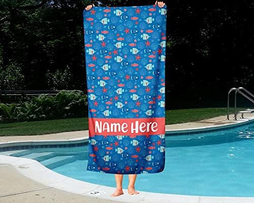 Personalized Corner Extra Large Ocean Fish Towel for Kids