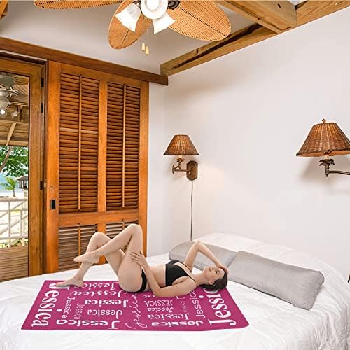 XOZOTY Rose Red Personalized Beach Towel Name Written On Quick Dry Long-lasting
