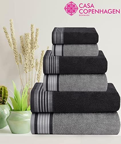 CASA COPENHAGEN He She 6 Piece Towel Set Pine Grey Grey Violet