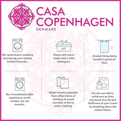 CASA COPENHAGEN He She 6 Piece Towel Set Pine Grey Grey Violet
