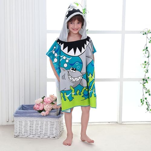 JZLEJC Kids Shark Pattern Hooded Bath Towel