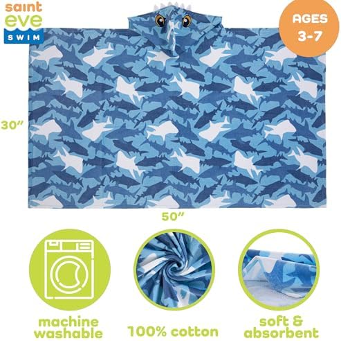 Saint Eve Kids Cotton Hooded Towel - Soft Absorbent Playful Wrap