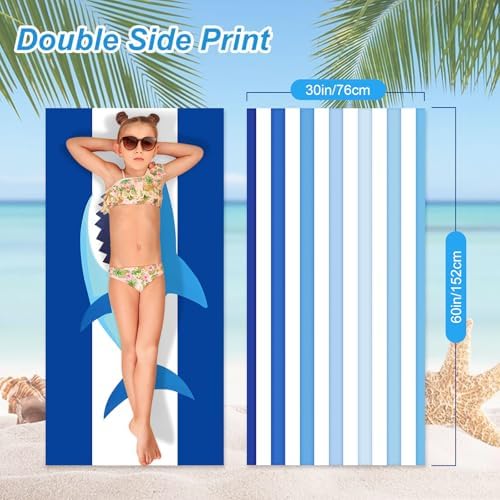 2Pack Kids Beach Towels for Boys Girls 30x60 Microfiber Sand-Free