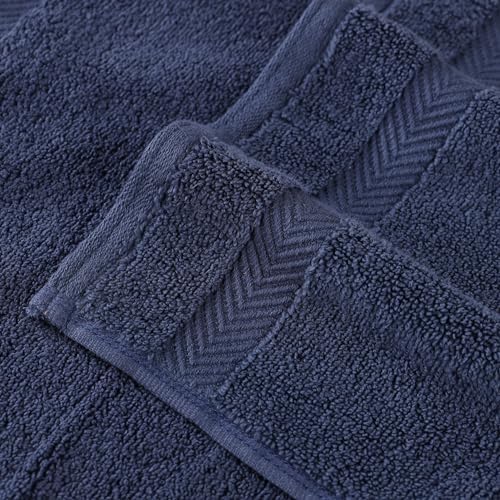 Superior Zero Twist 100 Cotton Bath Towel Set of 2 Midnight Blue