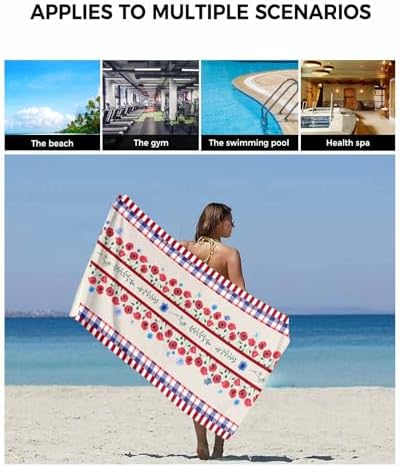 Chees D Zone Red Blue Stripe Plaid Bath Towel Set