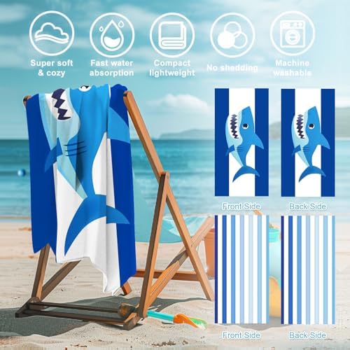 2Pack Kids Beach Towels for Boys Girls 30x60 Microfiber Sand-Free