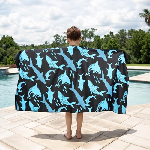 Stylish Shark Beach Towel Microfiber Fast Dry Perfect for Travel More