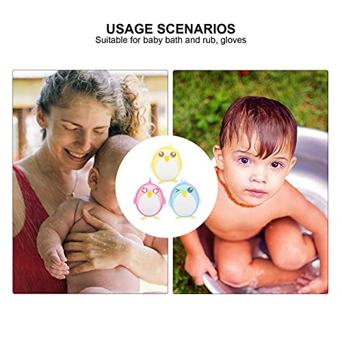 3-Piece Fun Cartoon Bath Scrubbers for Kids Durable Portable