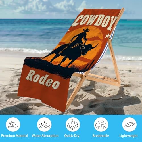 WZOMT Funny Orange Rodeo Cowboy Beach Towel