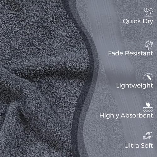 EuroSpa 100 Cotton 8 Piece Towel Set - Light Grey