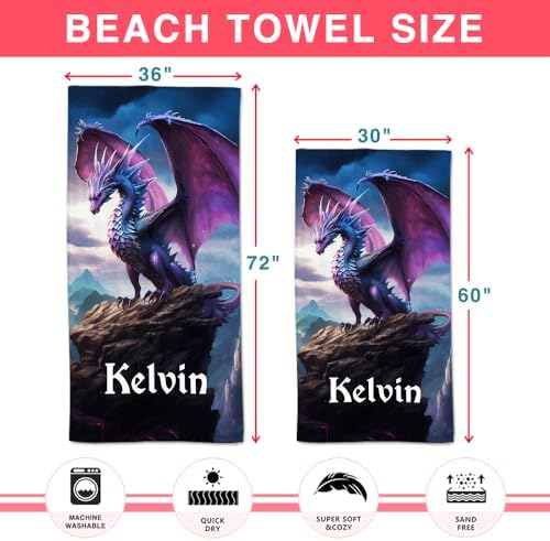 Personalized Dragon Beach Towel