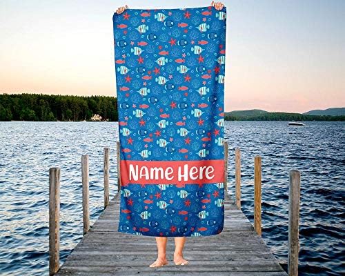Personalized Corner Extra Large Ocean Fish Towel for Kids