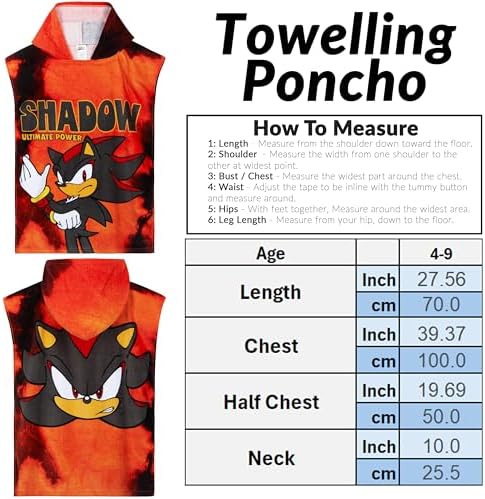 Get Trend Sonic Kids Bath Beach Towels Red Shadow Hoodie Ages 4-9