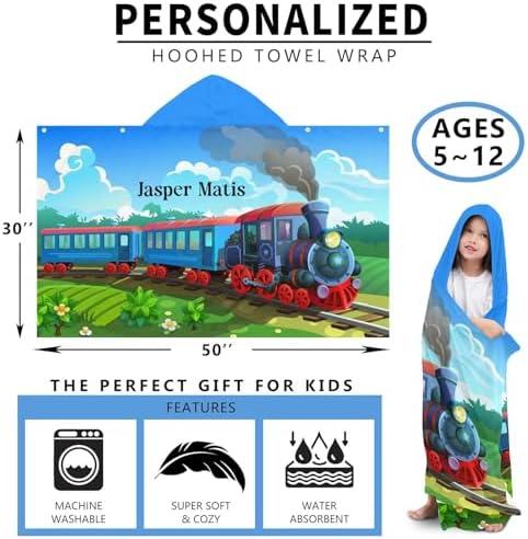 Deven Cartoon Train Personalized Hooded Bath Towel Wrap