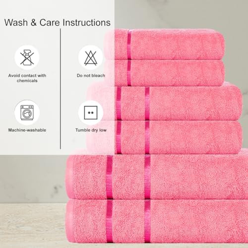 Eternal 6-Piece Cotton Towel Set in Pink