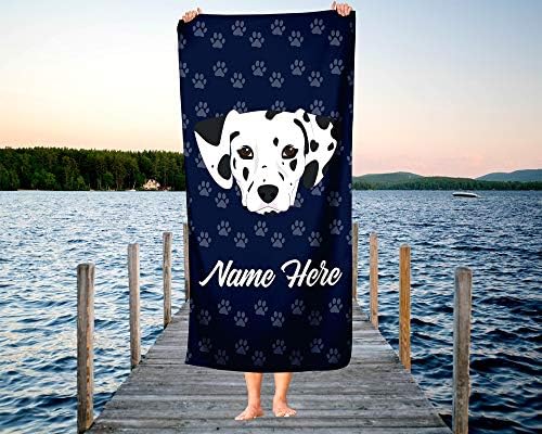Personalized Dalmatian Face Beach and Bath Towels - Large and Medium