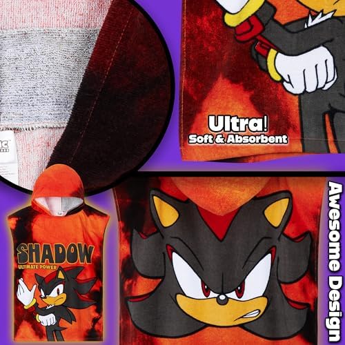 Get Trend Sonic Kids Bath Beach Towels Red Shadow Hoodie Ages 4-9