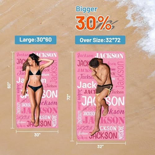 Voltexia Custom Beach Towels for Kids Adults with Name