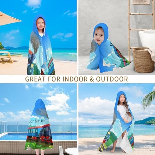 Deven Cartoon Train Personalized Hooded Bath Towel Wrap