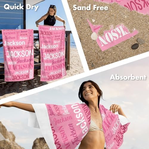 Voltexia Custom Beach Towels for Kids Adults with Name