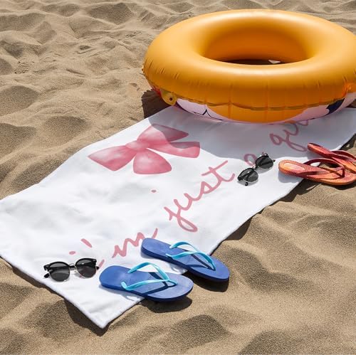 Preppy Pink Coquette Bow Beach Towel Large Perfect for Swimming Hiking