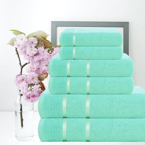 Elegant 6-Piece Bath Towel Set - Aqua Blue by Casa Copenhagen