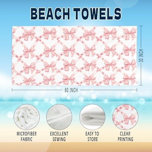 Coquette Preppy Bow Beach Towel