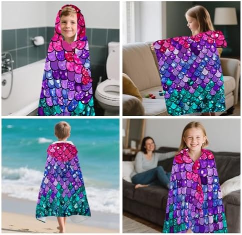 Mermaid Hooded Beach Towel for Kids