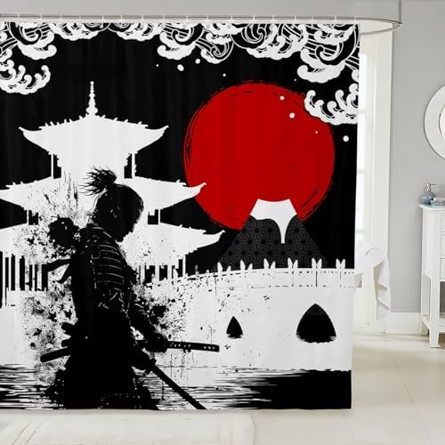 Feelyou 72x72 Japanese Sunset Kids Bath Shower Curtain Set