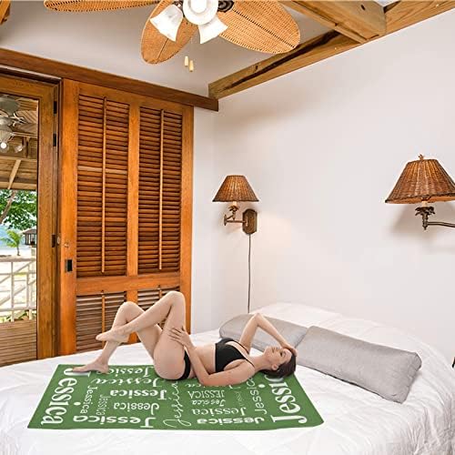 Personalized Green Beach Towel with Name