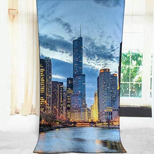 Moslion Comfy Bath Towels - Chicago Skyline Sunset 64x32 inches