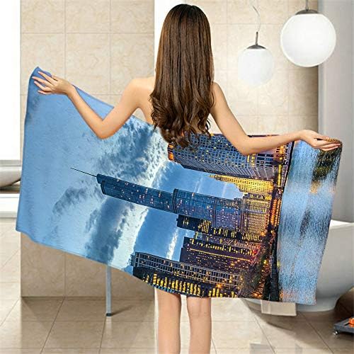 Moslion Comfy Bath Towels - Chicago Skyline Sunset 64x32 inches